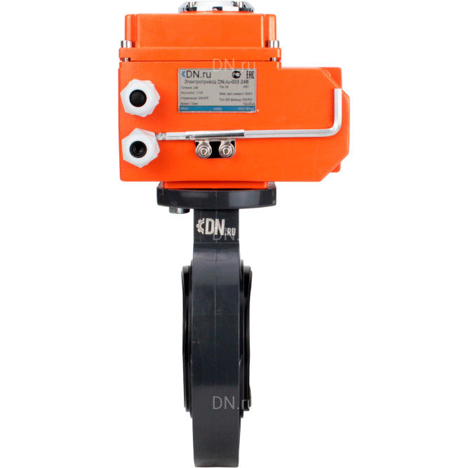 Затвор дисковый поворотный WBV4242E-2W-Fb-ISO Дн50 Ру10 межфланцевый, корпус - НПВХ, диск - НПВХ, уплотнение - EPDM, с электроприводом QT-N-003EM-O1-24VDC-У1 HARK в Барнауле