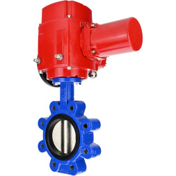 Затвор дисковый поворотный WBV1631N-2W-Fb-H Ду50 Ру16 LUG межфланцевый, корпус - чугун QT450, диск - нержавеющая сталь AISI 304, уплотнение - NBR, с электроприводом QT-EX-005M-O2-380VAC-У1 с моментной муфтой и штурвалом