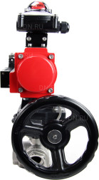 Кран шаровой BV3232P(4pc)-SP-3WL-T-ISO-H Ду20 Ру63 стандартнопроходной трехходовой L-тип, нерж. сталь SS316, внутренняя резьба, PTFE, пн.приводом PA-DA-065, пн.распределителем 4M310-08 AC220V, БКВ APL-210N и ручным дублером MON1-250-T26-ISO