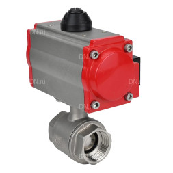 Кран шаровой BV3232P(2pc)-FP-T-ISO-H Ду10 Ру63 полнопроходной двухходовой, нержавеющая сталь 316, внутренняя резьба, уплотнение - PTFE, с пневмоприводом с возвратными пружинами PA-SA-052 и пневмораспределителем 4M310-08 AC220V