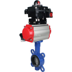 Затвор дисковый поворотный WBV1132N-2W-Fb-H Ду40 Ру16, корпус - чугун GG25, диск - нержавеющая сталь 316L, уплотнение - NBR, с пневмоприводом PA-DA-052 двойного действия, пневмораспределителем 4M310-08 AC220V, БКВ APL-410N EX