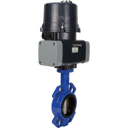 Затвор дисковый поворотный WBV1432E-2W-Fb-H Ду150 Ру16 межфланцевый, корпус - чугун GGG50, диск - нержавеющая сталь 316L, уплотнение - EPDM, с электроприводом четвертьоборотным QTSA-N-014EM-O0-220VAC с пружинным возвратом