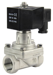 Клапан электромагнитный VS731-PT-NC-24VAC 1 1/4″ Ду32 Ру5 прямого действия двухходовой, корпус - сталь нержавеющая 304, присоединение - внутренняя резьба, уплотнение - PTFE, нормально-закрытый, катушка - 24 В AC