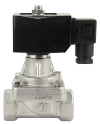 Клапан электромагнитный VS731-PT-NC-24VAC 1 1/4″ Ду32 Ру5 прямого действия двухходовой, корпус - сталь нержавеющая 304, присоединение - внутренняя резьба, уплотнение - PTFE, нормально-закрытый, катушка - 24 В AC