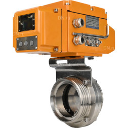 Затвор дисковый поворотный WBV3131E-2W-T-H Ду20 Ру10 резьбовой, корпус - пищевая нержавеющая сталь 304, уплотнение - EPDM, с электроприводом QT-N-005EM-A1-220VAC-У1 c датчиком обратной связи и входным управляющим сигналом 4-20мА HARK