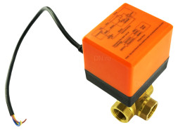Кран шаровой BV0030NP-SP-3L-T-ED Ду15 Ру16 стандартнопроходной, L-тип, трехходовой, латунь, внутренняя резьба, уплотнение - нитриловый каучук / PTFE, с электроприводом 220В без концевых выключателей