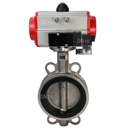 Затвор дисковый поворотный WBV3232N-2W-Fb-H Ду125 Ру16, корпус - нержавеющая сталь 316L, диск - нержавеющая сталь 316L, уплотнение - NBR, с пневмоприводом PA-SA-130 и пневмораспределителем 4M310-08 DC24V