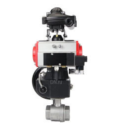 Кран шаровой BV3232P(2pc)-FP-T-ISO-H Ду10 Ру63 полнопроходной, нерж. сталь 316, внутренняя резьба, PTFE, с пневмоприводом двойного действия PA-DA-065, пневмораспределителем 4M310-08 DC24V, БКВ APL-210N и ручным дублером HDM-1