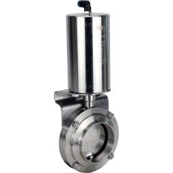 Затвор дисковый поворотный WBV3131E-2W-W-H Ду20 Ру10 под приварку, пищевая нержавеющая сталь 304, уплотнение – EPDM, с пневмоприводом PA-SA-85 с возвратными пружинами