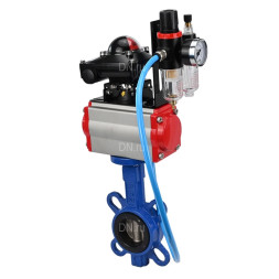 Затвор дисковый поворотный WBV1132N-2W-Fb-H Ду40 Ру16, корпус - чугун GG25, диск - нержавеющая сталь 316L, уплотнение - NBR, с пневмоприводом PA-DA-052 двойного действия, пневмораспределителем 4M310-08 DC24V, БКВ APL-210N, БПВ AFC2000