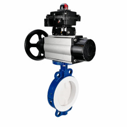 Затвор дисковый поворотный WBV3434Pf-2W-Fb-R Ду200 Ру16, корпус - углеродистая сталь WCB, диск - углеродистая сталь WCB, футерованный PTFE, уплотнение - PTFE, с пневмоприводом PA-DA-105-1, пневмораспределителем 4M310-08 DC24V и БКВ APL-410N EX