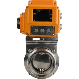 Затвор дисковый поворотный WBV3131E-2W-T-H Ду25 Ру10 резьбовой, корпус - пищевая нержавеющая сталь 304, уплотнение - EPDM, с электроприводом QT-N-005EM-A1-220VAC-У1 c датчиком обратной связи и входным управляющим сигналом 4-20мА HARK
