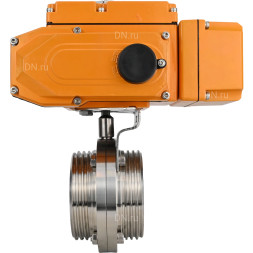 Затвор дисковый поворотный WBV3131E-2W-T-H Ду25 Ру10 резьбовой, корпус - пищевая нержавеющая сталь 304, уплотнение - EPDM, с электроприводом QT-N-005EM-A1-220VAC-У1 c датчиком обратной связи и входным управляющим сигналом 4-20мА HARK