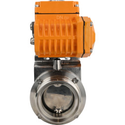 Затвор дисковый поворотный WBV3131E-2W-T-H Ду25 Ру10 резьбовой, корпус - пищевая нержавеющая сталь 304, уплотнение - EPDM, с электроприводом QT-N-005EM-A1-220VAC-У1 c датчиком обратной связи и входным управляющим сигналом 4-20мА HARK