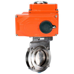 Затвор дисковый поворотный WBV3131S-2W-C-H Ду15 Ру10 кламповый, корпус - пищевая нержавеющая сталь 304, уплотнение - Silicon, с электроприводом QT-N-005EM-O1-380VAC-У1 380В HARK