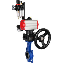 Затвор дисковый поворотный WBV1432E-2W-Fb-H Ду125 Ру16, корпус - чугун GGG50, диск - нержавеющая сталь 316L, уплотнение - EPDM, с пневмоприводом PA-DA-083, пневмораспределителем 4M310-08 AC220V, ручным дублером MON2-450-T28-ISO, БПВ AFC2000