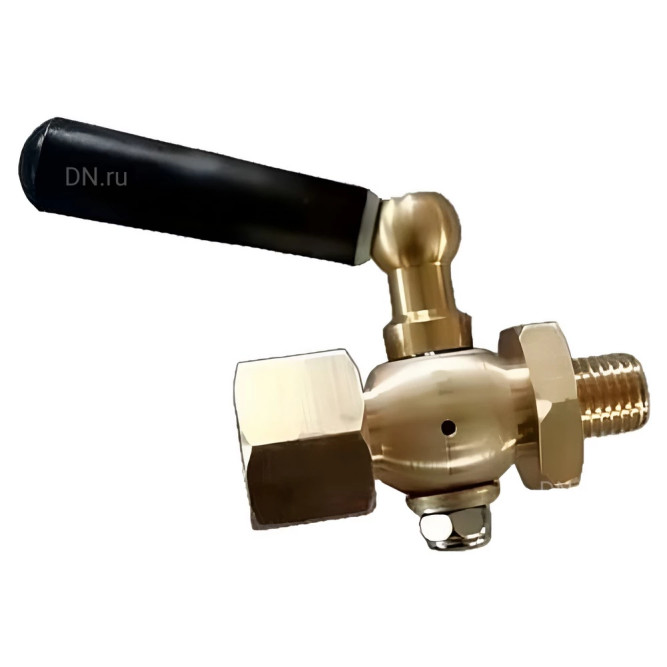 Кран запорный для манометра BVPG0000P-3WT-T-H ВР/НР М12х1.5-М12х1.5 Ду15 Ру25 трехходовой, резьбовой, корпус - латунь HPb57-3, шар - латунь HPb57-3, уплотнение - PTFE, с рукояткой в Барнауле