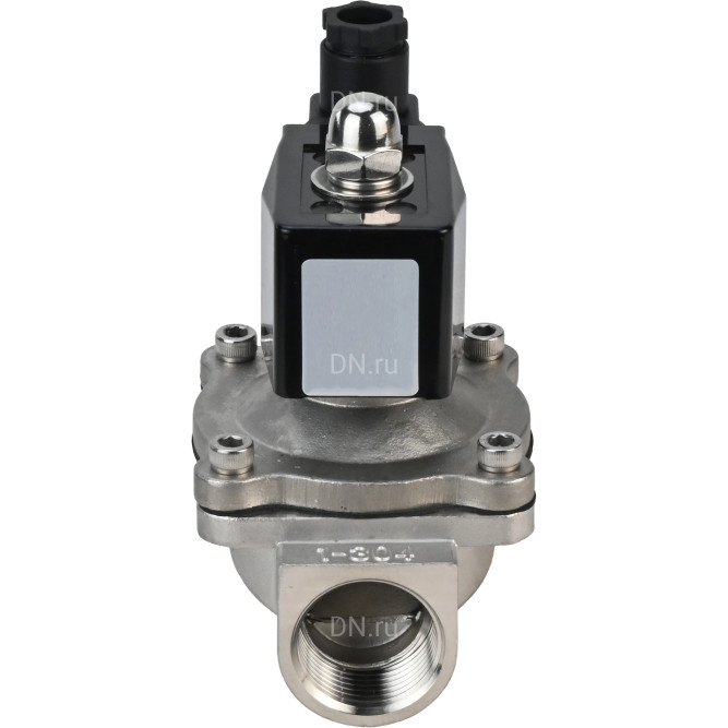 Клапан электромагнитный VS331-VT-NO-220VAC 1″ Ду25 Ру10, соленоидный двухходовой, корпус - нержавеющая сталь 304, уплотнение - Viton, резьбовой, нормально-открытый, прямого действия, катушка - 220В в Барнауле