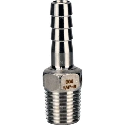Штуцер елочка BF31-T-2-40 2″х40мм Ду50 Ру16 шланговый, корпус - нержавеющая сталь AISI 304 (CF8), присоединение - наружная резьба/штуцер