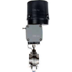 Затвор дисковый поворотный WBV3131S-2W-C-H Ду25 Ру10 кламповый, корпус - пищевая нерж. сталь AISI 304, диск - нерж. сталь AISI 304, уплотнение - Silicon, с электроприводом четвертьоборотным QTSA-N-003EM-O0-220VAC с пружинным возвратом