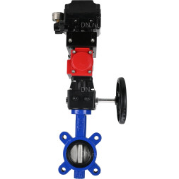 Затвор дисковый поворотный WBV1631N-2W-Fb-H Ду65 Ру16 LUG корпус - чугун QT450, диск - нержавеющая сталь 304, уплотнение - NBR, с пневмоприводом PA-DA-065, редуктором MON1-250-T26-ISO и позиционером YT-1000RSN с обратной связью