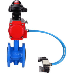 Затвор дисковый поворотный WBV1313E-2W-F-H Ду65 Ру16 фланцевый, корпус - чугун GGG40, диск - чугун GGG40, уплотнение - EPDM, с пневмоприводом PA-DA-105, пневмораспределителем 4V320-10 AC220V и БКВ APL-210N