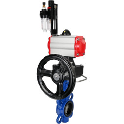 Затвор дисковый поворотный WBV1432E-2W-Fb-H Ду150 Ру16, корпус - чугун GGG50, диск - нержавеющая сталь 316L, уплотнение - EPDM, с пневмоприводом PA-DA-105, пневмораспределителем 4M310-08 AC220V, ручным дублером MON3-700-T38-ISO, БПВ AFC2000