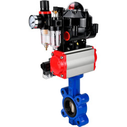 Затвор дисковый поворотный WBV1616N-2W-Fb-H Ду100 Ру16 LUG корпус - чугун QT450, диск - чугун QT450, уплотнение - NBR, с пневмоприводом PA-SA-130, пневмораспределителем 4M310-08 DC24V, БКВ APL-510N EX и БПВ AFC2000