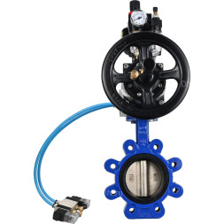 Затвор дисковый поворотный WBV1616E-2W-Fb-H Ду150 Ру16 LUG корпус - чугун QT450, диск - чугун QT450, уплотнение - EPDM, с пневмоприводом PA-DA-105-1, пневмораспределителем 4V320-08 AC220V, БКВ APL-510N EX и БПВ AFC2000