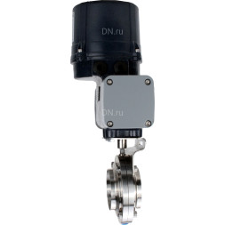 Затвор дисковый поворотный WBV3131S-2W-C-H Ду32 Ру10 кламповый, корпус - пищевая нерж. сталь AISI 304, диск - нерж. сталь AISI 304, уплотнение - Silicon, с электроприводом четвертьоборотным QTSA-N-003EM-O0-220VAC с пружинным возвратом
