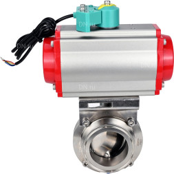 Затвор дисковый поворотный кламповый WBV3131S-2W-C-H Ду32 Ру10 корпус - пищевая нержавеющая сталь 304, уплотнение - Silicon, с пневмоприводом PA-DA-052 и магнитным переключателем ALS200D