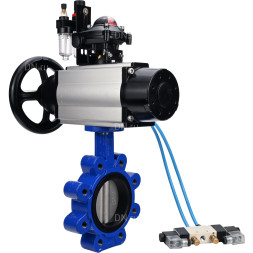 Затвор дисковый поворотный WBV1631E-2W-Fb-H Ду125 Ру16 LUG корпус - чугун QT450, диск - нержавеющая сталь 304, уплотнение - EPDM, с пневмоприводом PA-DA-105-1, пневмораспределителем 4V320-08 AC220V, БКВ APL-210N и БПВ AFC2000