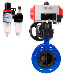 Затвор дисковый поворотный WBV1331E-2W-F-H Ду125 Ру16 фланцевый, чугун GGG40, нержавеющая сталь 304, EPDM, с пневмоприводом PA-DA-130, пневмораспределителем 4M310-08 DC24V, ручным дублером MON3-700-T38-ISO и БПВ AFC2000