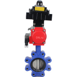 Затвор дисковый поворотный WBV1631E-2W-Fb-H Ду125 Ру16 LUG корпус - чугун QT450, диск - нержавеющая сталь 304, уплотнение - EPDM, с пневмоприводом PA-DA-105, пневмораспределителем 4M310-08 AC220V и БКВ APL-410N EX