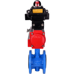 Затвор дисковый поворотный WBV1313E-2W-F-H Ду150 Ру16 фланцевый, корпус - чугун GGG40, диск - чугун GGG40, уплотнение - EPDM, с пневмоприводом PA-DA-130 и БКВ APL-410N EX