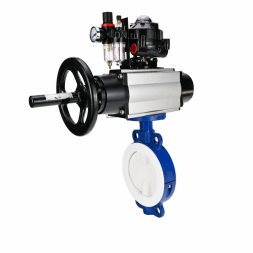 Затвор дисковый поворотный WBV3434Pf-2W-Fb-R Ду150 Ру16, корпус - угл. сталь WCB, диск - угл. сталь WCB, футерованный PTFE, уплотнение - PTFE, с пневмоприводом PA-DA-105-1, пневмораспределителем 4M310-08 DC24V, БКВ APL-510N EX и БПВ AFC2000