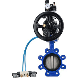 Затвор дисковый поворотный WBV1631N-2W-Fb-H Ду125 Ру16 LUG корпус - чугун QT450, диск - нержавеющая сталь 304, уплотнение - NBR, с пневмоприводом PA-DA-105-1, пневмораспределителем 4V320-08 AC220V, БКВ APL-210N и БПВ AFC2000