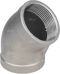 Отвод (полуотвод) ВР-ВР-316 1/2″ Ду15 Ру16 угол 45°, корпус - нержавеющая сталь 316, присоединение - внутренняя / внутренняя резьба