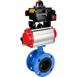 Затвор дисковый поворотный WBV1313E-2W-F-H Ду200 Ру16 фланцевый, корпус - чугун GGG40, диск - чугун GGG40, уплотнение - EPDM, с пневмоприводом PA-DA-140, пневмораспределителем 4M310-08 DC24V и БКВ APL-410N EX