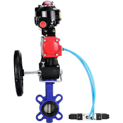 Затвор диск. поворотн. для абразивных сред WBV1632E-2W-Fb-H Ду125 Ру16 корпус - чугун QT450 диск - нерж.сталь 316L EPDM с пн.приводом PA-DA-083 пн.распред. 4V320-10 AC220V дублером MON2-450-T28-ISO БПВ AFC2000 БКВ APL-510N-EX