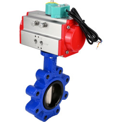 Затвор дисковый поворотный WBV1616E-2W-Fb-H Ду100 Ру16 LUG корпус - чугун QT450, диск - чугун QT450, уплотнение - EPDM, с пневмоприводом PA-DA-083 и магнитным переключателем ALS200D