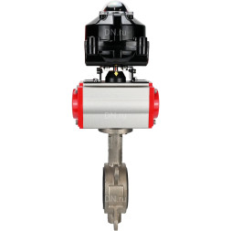 Затвор дисковый поворотный WBV3232N-2W-Fb-H Ду150 Ру16, корпус - нержавеющая сталь 316L, диск - нержавеющая сталь 316L, уплотнение - NBR, с пневмоприводом PA-DA-130 и БКВ APL-510N EX