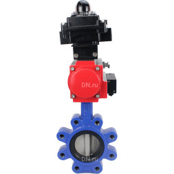 Затвор дисковый поворотный WBV1631N-2W-Fb-H Ду125 Ру16 LUG корпус - чугун QT450, диск - нержавеющая сталь 304, уплотнение - NBR, с пневмоприводом PA-DA-105, пневмораспределителем 4M310-08 AC220V и БКВ APL-410N EX