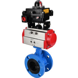 Затвор дисковый поворотный WBV1313E-2W-F-H Ду65 Ру16 фланцевый, корпус - чугун GGG40, диск - чугун GGG40, уплотнение - EPDM, с пневмоприводом PA-DA-105 и БКВ APL-410N EX
