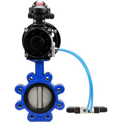 Затвор дисковый поворотный WBV1631E-2W-Fb-H Ду125 Ру16 LUG корпус - чугун QT450, диск - нержавеющая сталь 304, уплотнение - EPDM, с пневмоприводом PA-DA-105-1, пневмораспределителем 4V320-10 AC220V и БКВ APL-210N