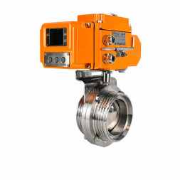 Затвор дисковый поворотный WBV3131E-2W-T-H Ду15 Ру10 резьбовой, корпус - пищевая нержавеющая сталь 304, уплотнение - EPDM, с электроприводом QT-N-005EM-B1-220VAC-У1 c датчиком обратной связи и входным управляющим сигналом 0-10В HARK