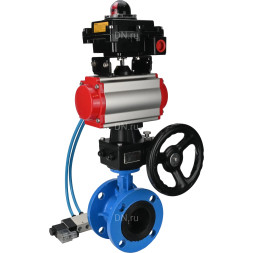 Затвор дисковый поворотный WBV1313E-2W-F-H Ду125 Ру16 фланцевый, корпус - чугун GGG40, диск - чугун GGG40, EPDM, с пневмоприводом PA-DA-130, пневмораспределителем 4V320-08 AC220V, БКВ APL-410N EX и ручным дублером MON1-250-T26-ISO