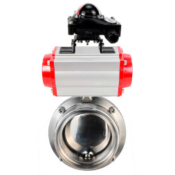 Затвор дисковый поворотный WBV3131S-2W-T-H Ду20 Ру10 резьбовой, пищевая нержавеющая сталь 304, уплотнение – Silicon, с пневмоприводом PA-DA-065 и БКВ APL-210N