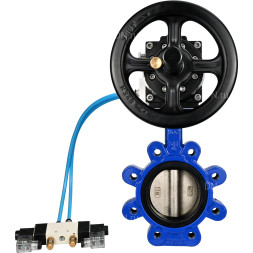 Затвор дисковый поворотный WBV1616E-2W-Fb-H Ду150 Ру16 LUG корпус - чугун QT450, диск - чугун QT450, уплотнение - EPDM, с пневмоприводом PA-DA-105-1 и пневмораспределителем 4V320-08 AC220V