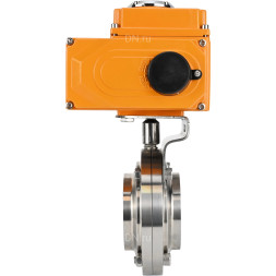 Затвор дисковый поворотный WBV3131E-2W-W-H Ду65 Ру10 под приварку, корпус - пищевая нержавеющая сталь 304, уплотнение - EPDM, с электроприводом QT-N-003EM-O1-24VDC-У1 24В HARK